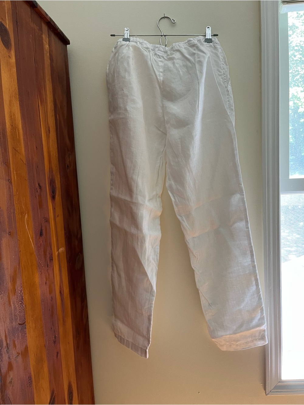 CP SHADES CLASSIC Lightweight White Linen Drawstring Pants - Picture 4 of 12